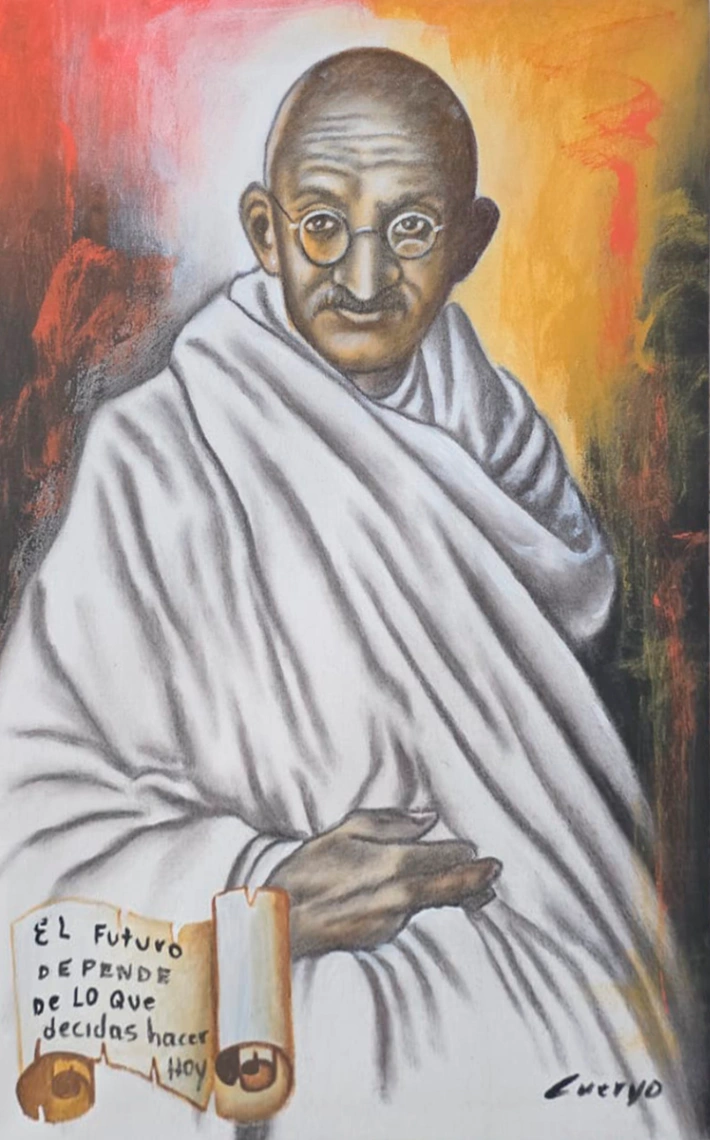 Homenaje a Mahatma Ghandi - Arte en Palacio Nacional Medellín